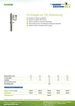 Information UV-Anlagen zur TOC-Reduzierung