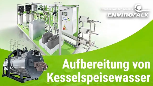 Wasseraufbereitungsanlage und Kessel mit der Überschrift "Aufbereitung von Kesselspeisewasser"